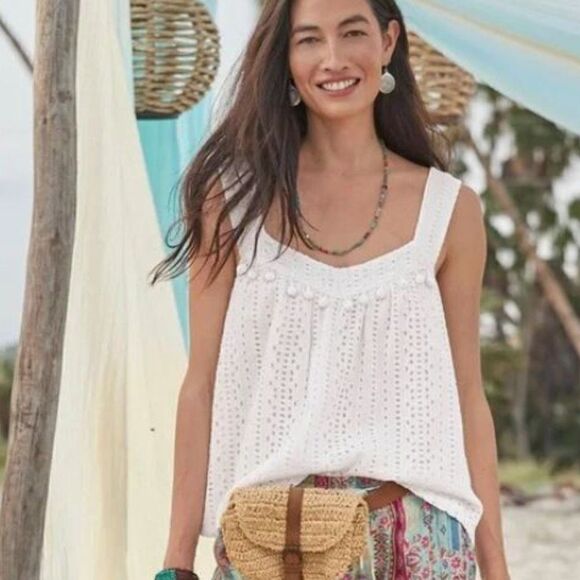 SUNDANCE Sugar Sand Tank Top White Size Medium - Picture 1 of 7